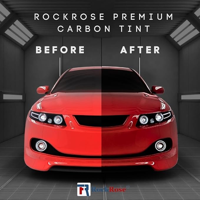 RockRose 20% Premium Carbon Car Window Tint Film 20 in x 15FT 2PLY Charcoal Privacy Film UV, Heat Blocking Tint for Car or Home Adhesive Film Easy Shrink, Plotter Friendly Pro Grade