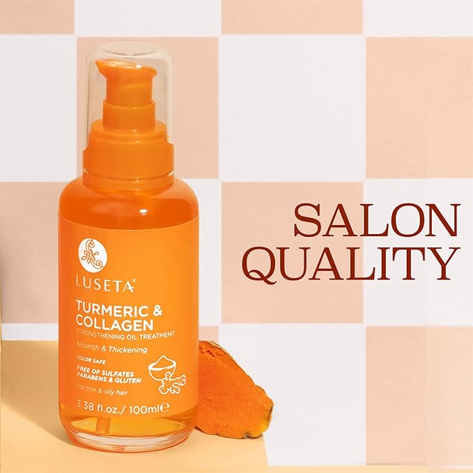 LUSETA Turmeric Collagen Hair Serum for Fine Thin Hair, 3.38 oz