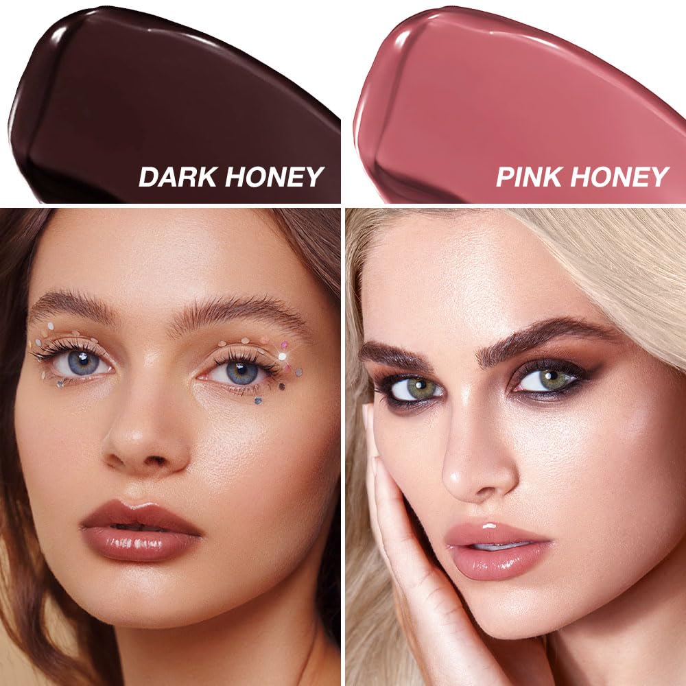 QIDSTERS 2Pcs Honey Lipstick Tinted Lip Balm, Sheer Hydrating Lip Stain for All Skin Tones, Natural Lightweight Lips Gloss Makeup for Women, Vegan & Cruelty-Free