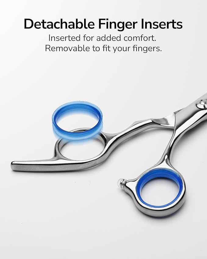Hair Cutting Scissors, ULG Professional Hair Scissors 6.5” Right-Hand Razor Edge Barber Shears with Leather Case Salon Hair Cutting Shears Made of Japanese Stainless Steel, Hand Sharpened Blue