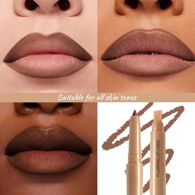 JUAAZIN 2Pcs Matte Lip Liner Pencil, Plump lip pencil liner Long-Lasting Creamy Formula, With Silicone Smudger for Define Contours & Sculpting Lip,Waterproof Non-Staining Crayon Lip Liners 07#+08#