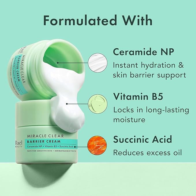 Rael Miracle Clear Skin Barrier Cream Daily Moisturizer, K-Beauty (1.8 oz)