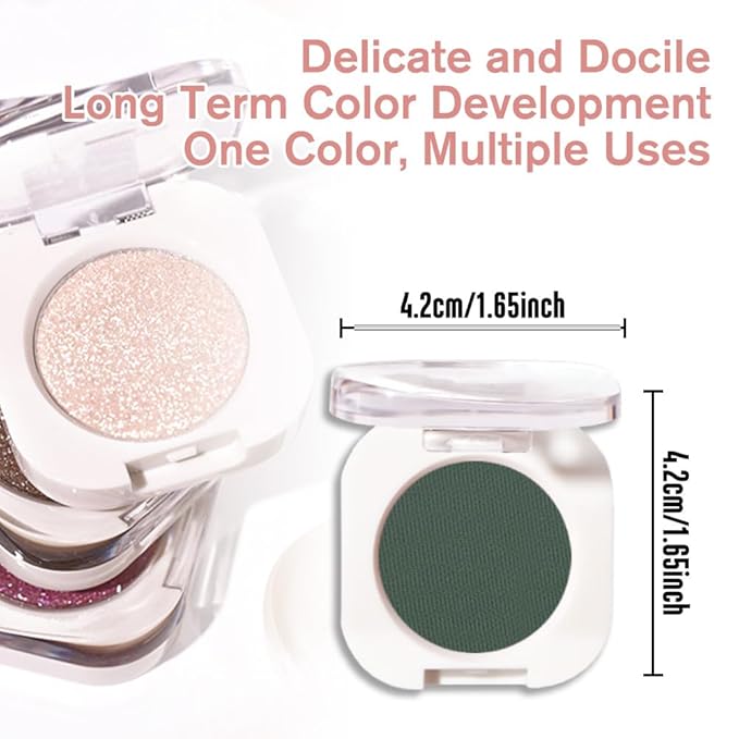 QIDSTERS Forest Green Matte Single Eyeshadow, Lightweight Blendable Mini Eye Shadow for Older Women, Monochrome Eyeshadow Palette Makeup Pigmented Waterproof, Vegan & Cruelty-Free, 16