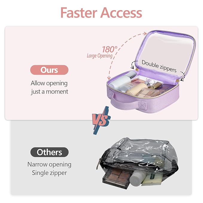 PACKISM Clear Makeup Bag Travel - TSA Approved Toiletry Bag, 2 Pack Purple