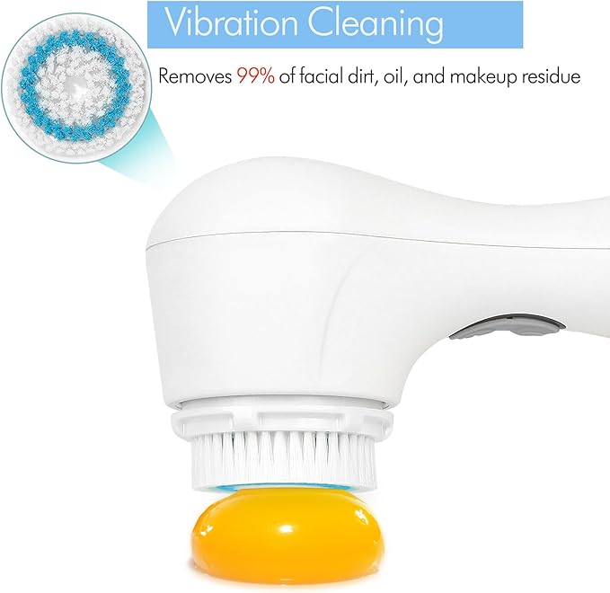 Microtree Electric Facial Cleansing Brush, No Rotation, Sonic Vibrating Rechargeable Face Scrubber Exfoliator, 2 Speeds for Gentle Clean, Face Brushes for Cleansing, Waterproof Face Wash Brush
