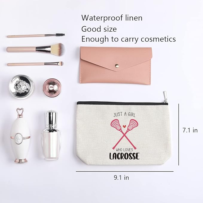 kdxpbpz Lacrosse Gifts Lacrosse Makeup Bag Gifts for Sports Players Team Birthday Gifts for Women Friend Sister BFF Bestie
