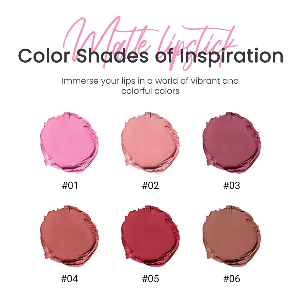CAKAILA 3Pcs Nude Pink Purple Mauve Lavender Lip Stick,Matte Cream Lipstick Set for Women,Long Lasting Waterproof Smudge Proof Velvet lipsticks Crayon,Lip Makeup Kit Travel Size,Vegan & Cruelty-free