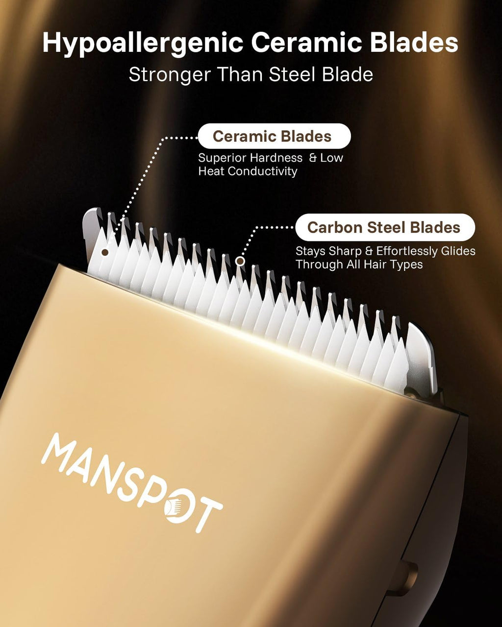 MANSPOT Hair Trimmer for Men, Gifts for Men, Anniversary & Birthday Gifts for Men, Dad, Him, Husband & Boyfriend, Premium Manscape Trimmer with 4 Guards & Replaceable Ceramic Blade