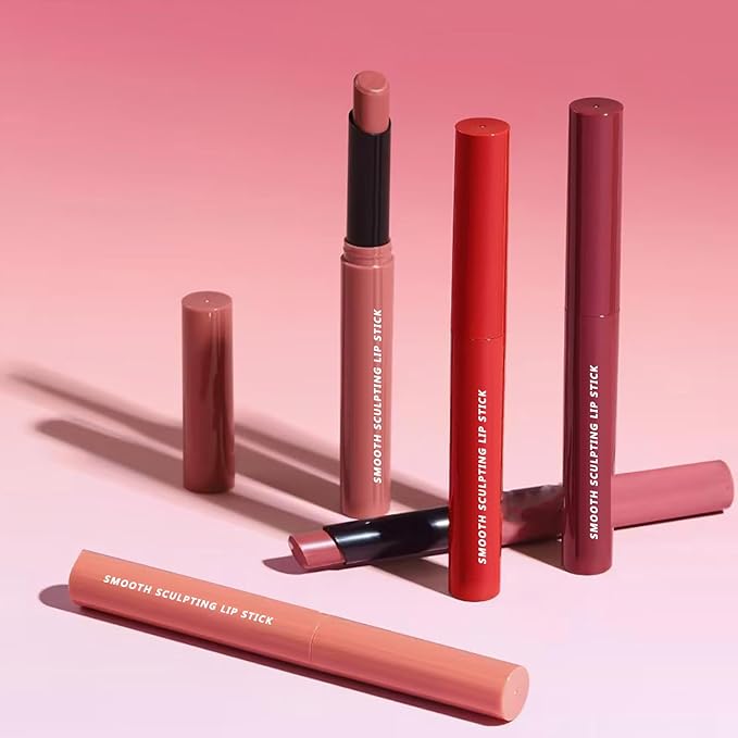 TWLBXMG Matte Lipstick Single, Long Lasting Waterproof Velvet Lipsticks, High Pigment Non-Stick Cup Not Fade Lipstick for Women，Quick Makeup Lightweight Portable # 01