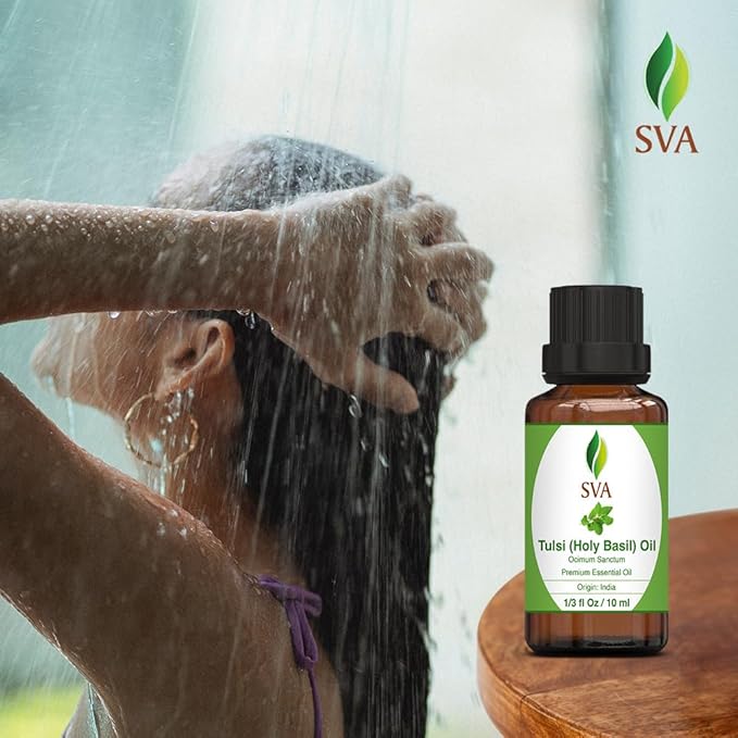 SVA Holy Tulsi Essential Oil in Glass Bottle, 1/3 Fl Oz (10 ml)