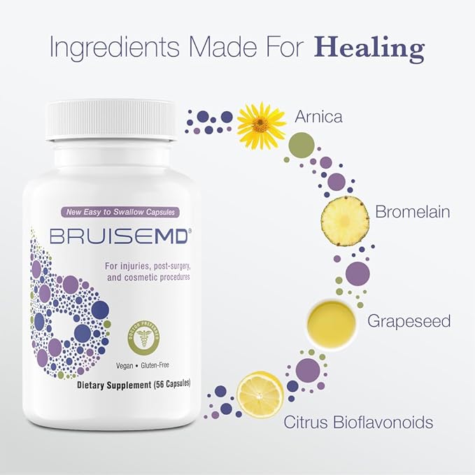 BruiseMD Bromelain 500 mg, Zinc & Vitamin C for Bruises & Swelling, 14-Day