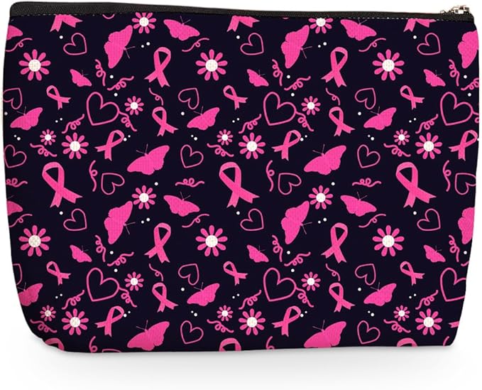Wenboco Pink Butterfly Makeup Bag, Flower Large Capacity Travel Makeup Case Cosmetic Bags for Women, Portable Pouch Purse Travel Essentials Toiletries Accessories, Christmas Birthday Gifts for Women