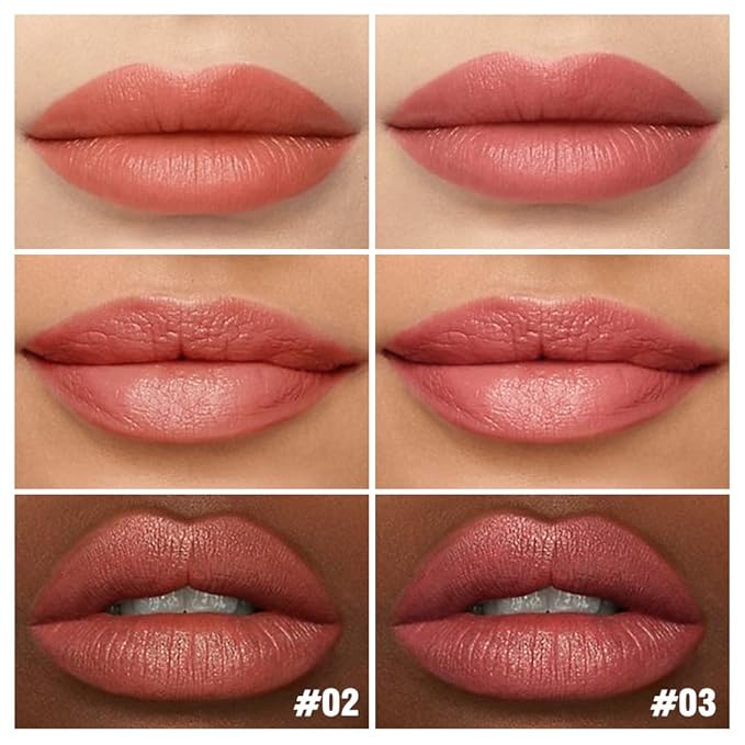 QIDSTERS 2Pcs Matte Lipstick Crayon Set for Women, Coral Pink Nude Pink 24 Hour Lipstick Lip Liner Pencil, Neutral Lip Stick Lipliner Long Lasting Waterproof Smudge Proof, Vegan & Cruelty-Free, 02+03