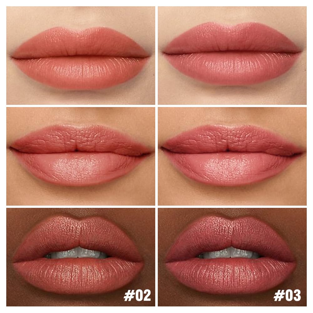 QIDSTERS 2Pcs Matte Lipstick Crayon Set for Women, Coral Pink Nude Pink 24 Hour Lipstick Lip Liner Pencil, Neutral Lip Stick Lipliner Long Lasting Waterproof Smudge Proof, Vegan & Cruelty-Free, 02+03