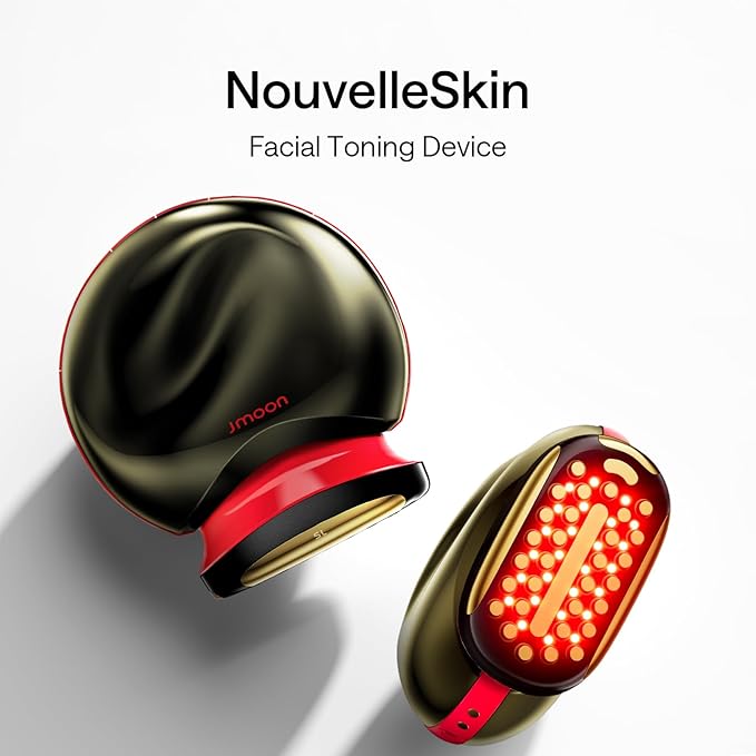 JMOON by Ulike Microcurrent Facial Device, M30U Red Light Therapy for Face, Safe Anti Aging Skin Care, 4 Modes, 5 Energy Levels for Full Face Lift and Ideal for Smile Lines, Eyes, and Forehead (Red)