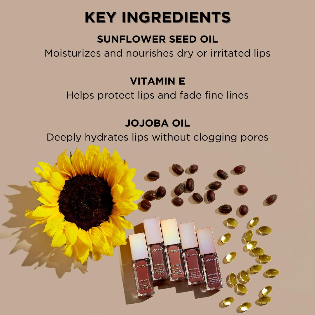 Sigma Beauty Lip Cream – Professional Liquid Lipstick Cream with an Ultra-Hydrating Formula and a Lustrous, Creamy Finish - Long Lasting, Lightweight & Non-Sticky Lip Creme (New Mod)