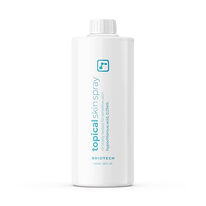 BRIOTECH Topical Skin Spray, Hypochlorous Acid for Sensitive Skin, HOCl Facial Mist, Full Body Support Against Irritation, Calm Redness, Soothe Foot & Scalp, 32 fl oz Refill (1 Pack)