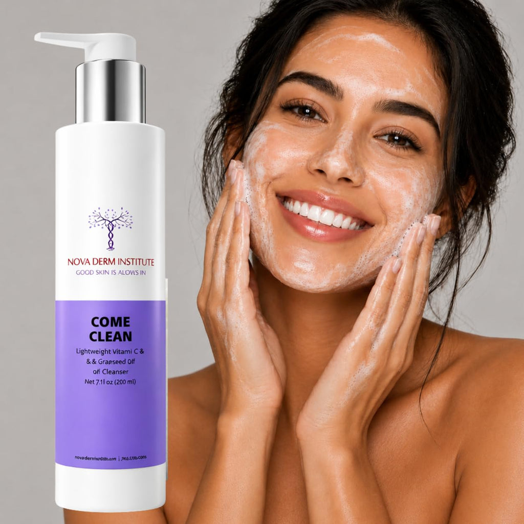 NOVA DERM INSTITUTE Gentle Facial Cleanser –AHA BHA Face Wash for Oily & Acne Prone Skin, Deep Pore Cleansing, Non Comedogenic, Fragrance Free Face Wash (6.7 fl oz)
