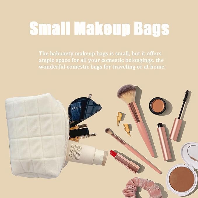 HABUAETY 2PCS Makeup Cosmetic Bag Small Checkered Pouch Make Up Purse Bag Y2k Accessories