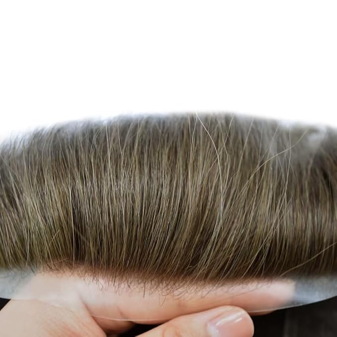 F M FACE MIRACLE NEW YORK Toupee for Men French Lace Center Mens Toupee Hairpiens Human Hair Replacement System Black Brown Blonde Gray Hair Units, 7X9