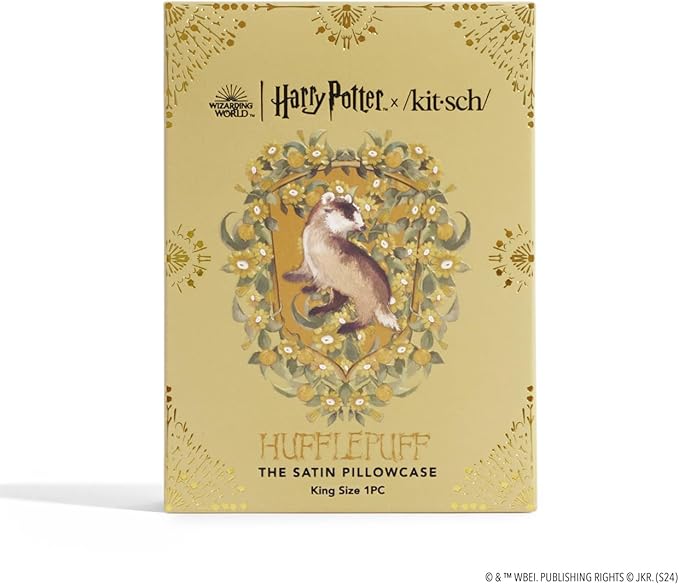 Kitsch & Harry Potter Satin Pillowcase W/Zipper - Size 19x36, Hufflepuff