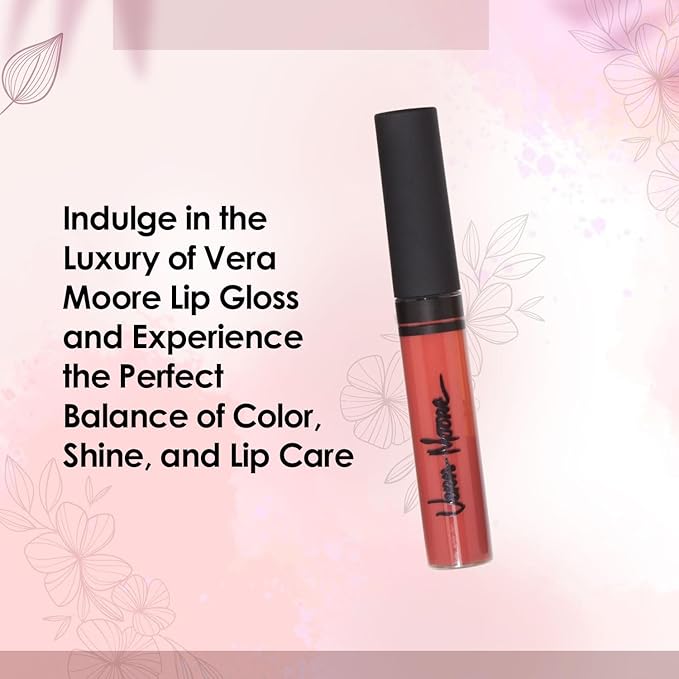 VERA MOORE COSMETICS AND SKIN CARE Lip Gloss, Moisturizing Lip Color with Shimmer for Long Lasting Shine, Lightweight Lip Stain, Girls Non-Sticky Lip Gloss with Aloe Vera, W/Vitamin C, E (Babydoll)