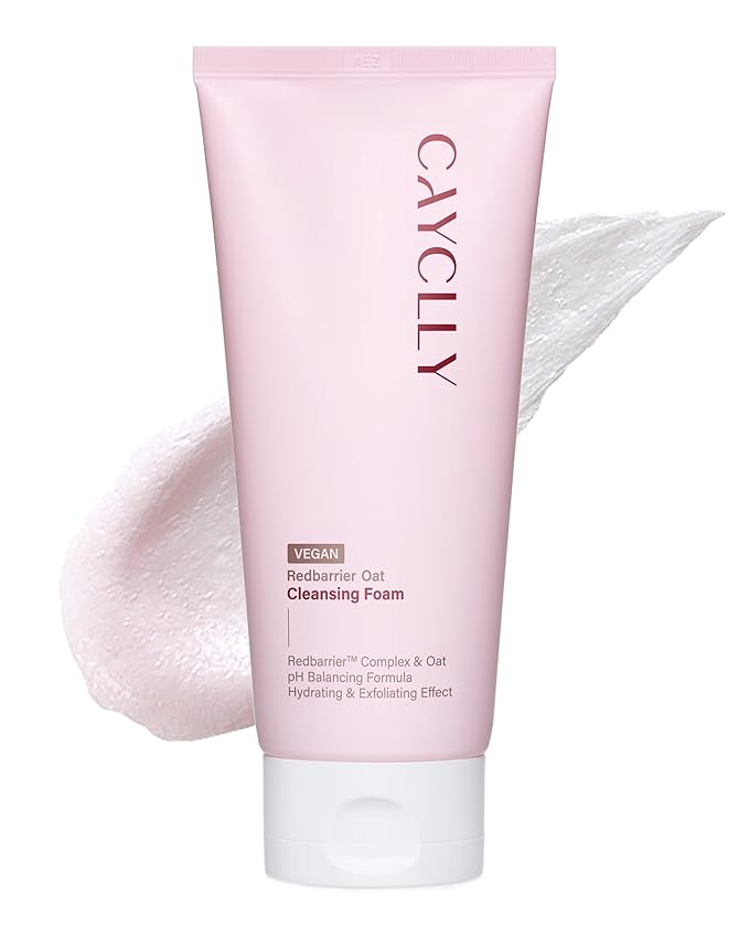 CAYCLLY Redbarrier Oat Cleansing Foam | Gentle Hydrating Face Wash with LHA, PHA & Hyaluronic Acid | Low-pH Korean Cleanser for Daily Use, Pore Care & Removing Impurities, 5.07 fl. oz.