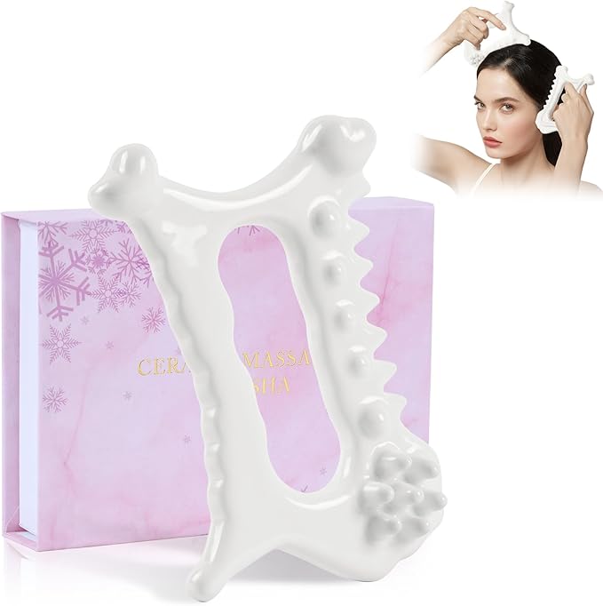Worive 9 in 1 Ceramic Body Gua Sha Facial Tool, Korean Face Body 괄사
