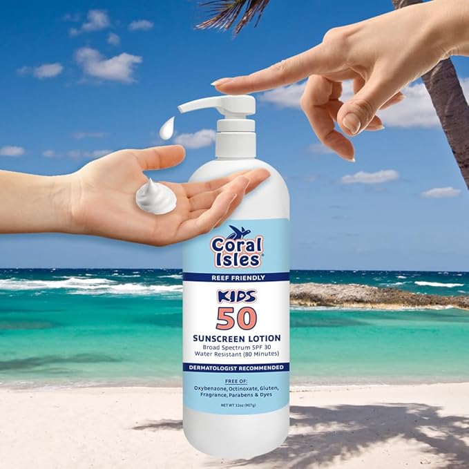 Coral Isles SPF 50 KIDS Lotion Reef Compliant Broad Spectrum 32 Fl Oz
