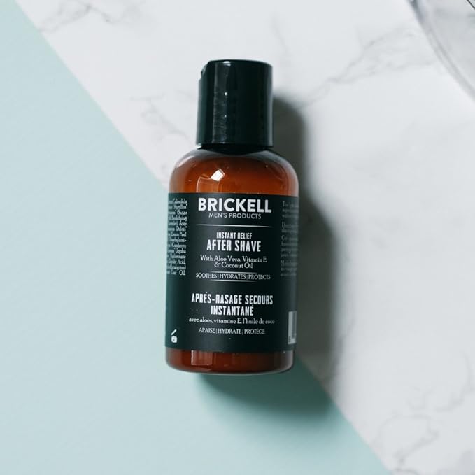 Brickell Men's Instant Relief Aftershave for Men, Soothing After Shave Balm to Prevent Razor Burn, With Aloe, Vitamin E, and Hyaluronic Acid, 2 Ounce, Scented