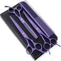Purple Dragon 7" Dog Grooming Scissors Set with Rhinestone Accent - Violet
