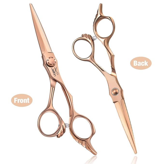 JASON 6" Hair Cutting Scissors - Professional Haircut Scissor Hair Trimming Shear for Barber, Hairdresser, Stylist, Women and Men, 440C Stainless Steel Hairdressing Cutting Shear, Rosegold