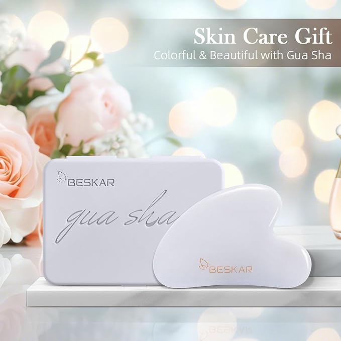 BESKAR Gua Sha Facial Tools, Natural Jade Stone Guasha Massager