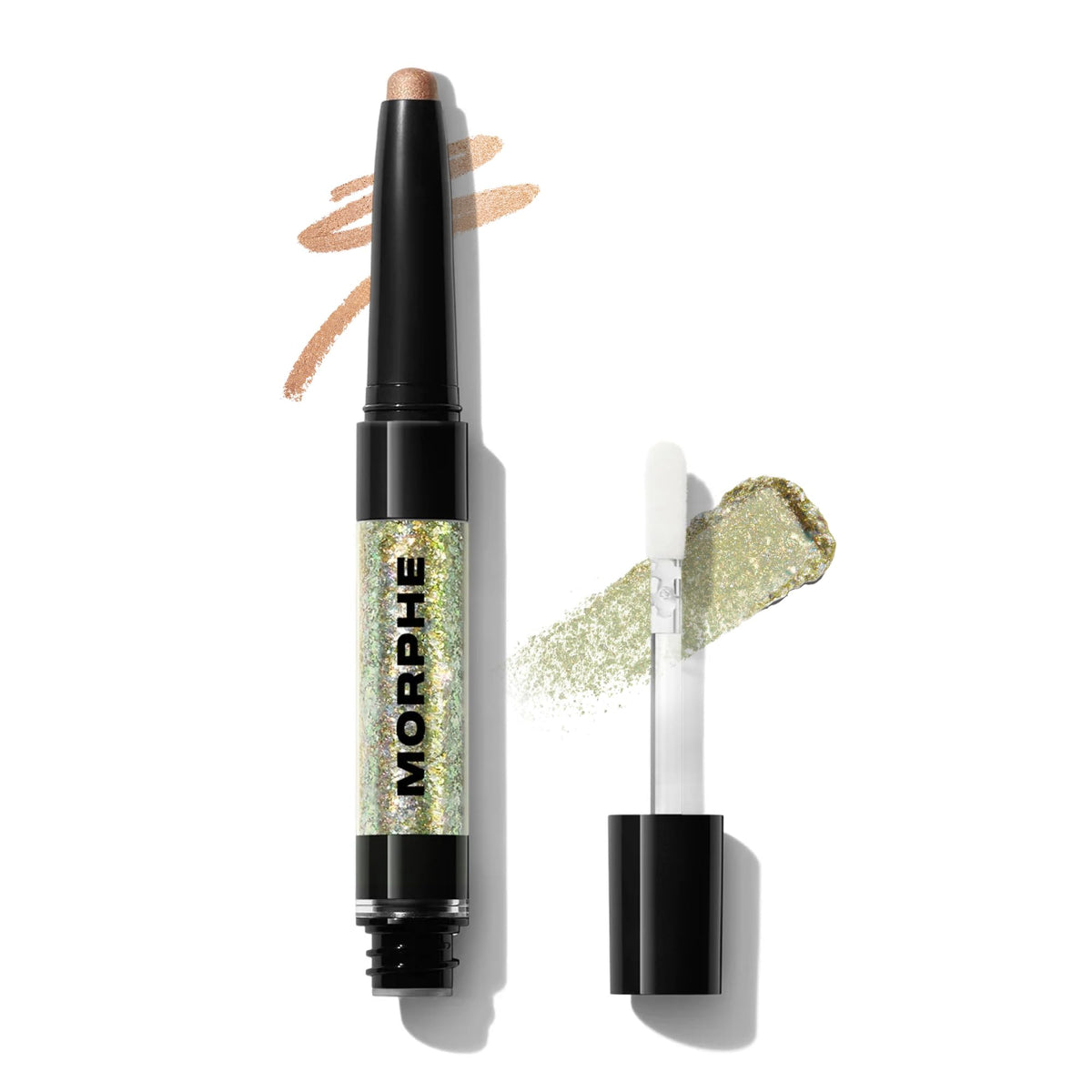 Morphe Mixed Signals Dual-Ended Eyeshadow Stick - Cream Eyeshadow Pigment & Chrome Liquid Flakes for Bold, Layered Eye Makeup Looks - Forever/Fling (0.028 oz)