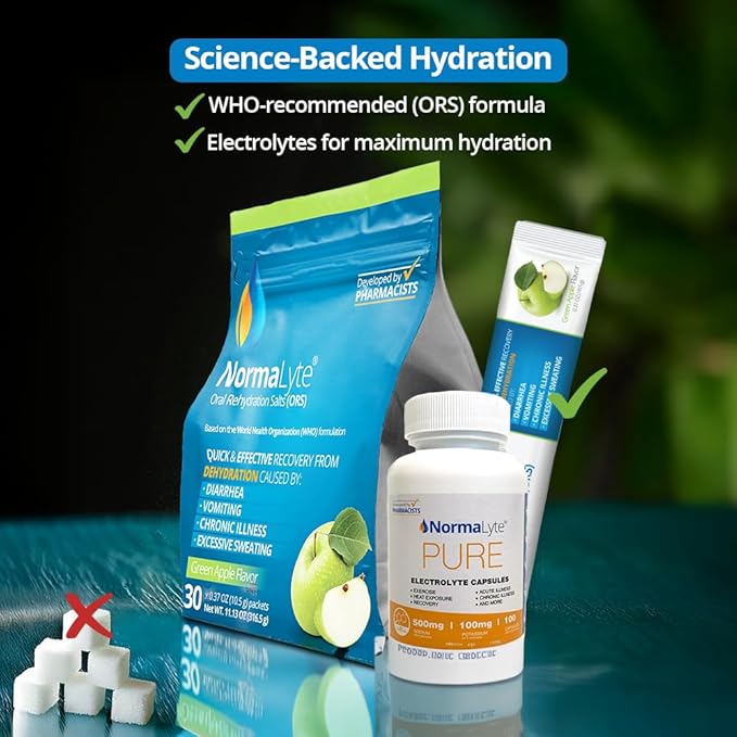 NormaLyte Apple Electrolyte Powder Packets, Hydration Stick, 30 Count