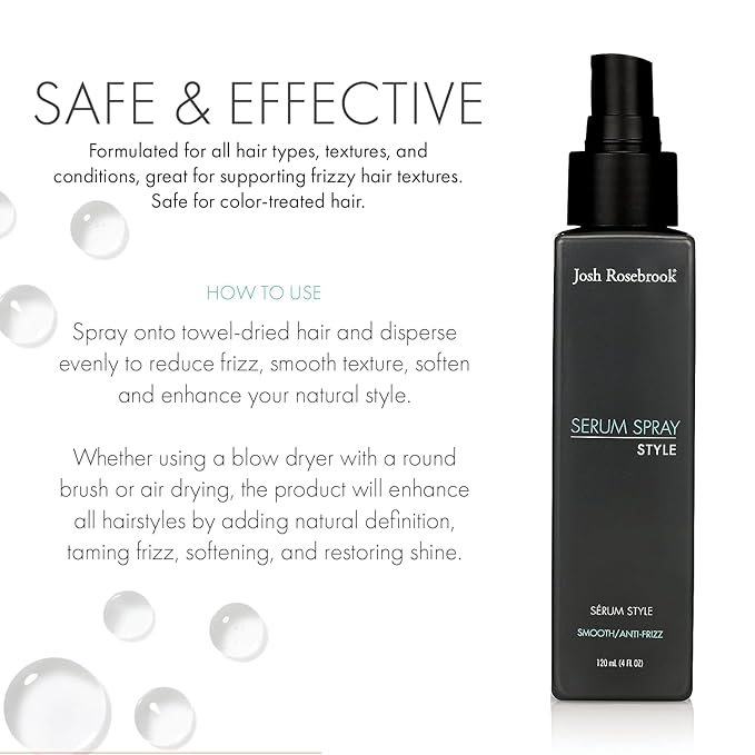Josh Rosebrook Serum Spray Anti-Frizz Hair Spray 4 oz