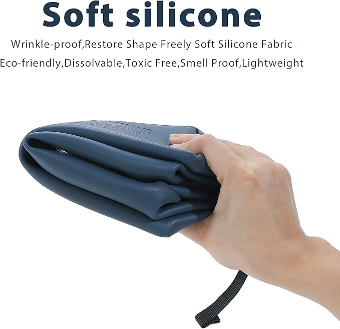 Onbagway 6"x9.84" 4.5L Silicone Toiletry Bag, Navy Blue