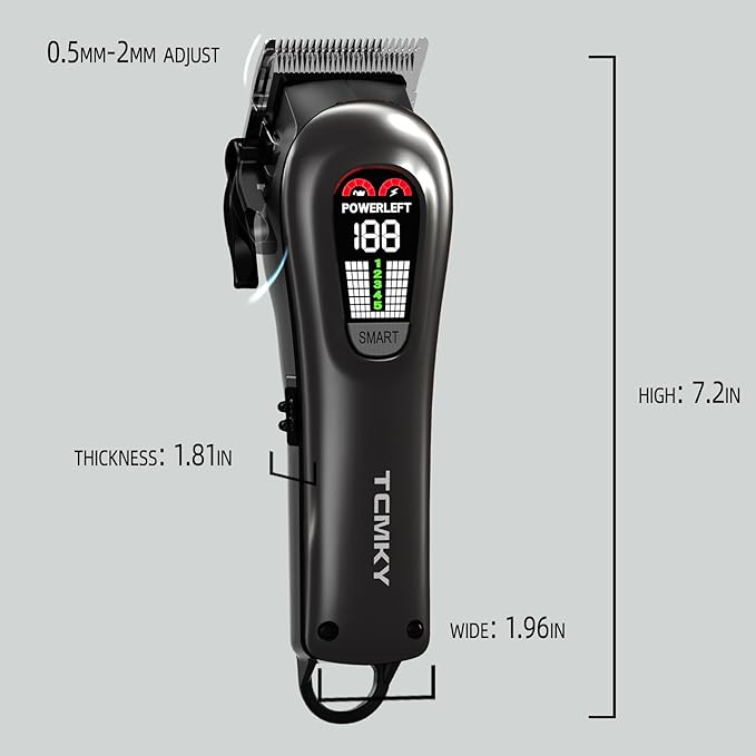 TCMKY Hair Clippers for Men Professional Hair Trimmer for Men Cordless&Corded Barber Clippers for Hair Cutting & Grooming.Rechargeable Hair Trimmer Kit for Household(Silvery)