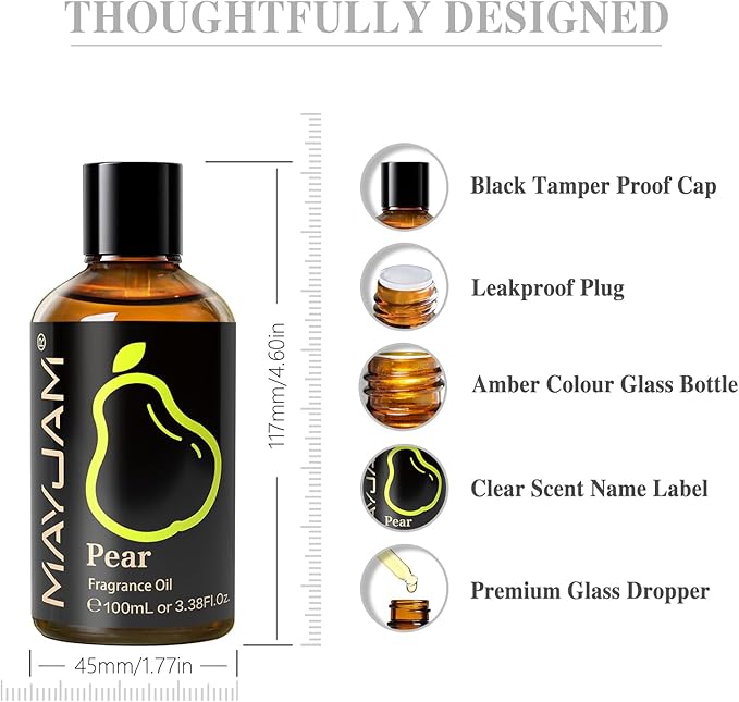 MAYJAM Pear Fragrance Oil for Diffusers for Home, 3.38FL.OZ