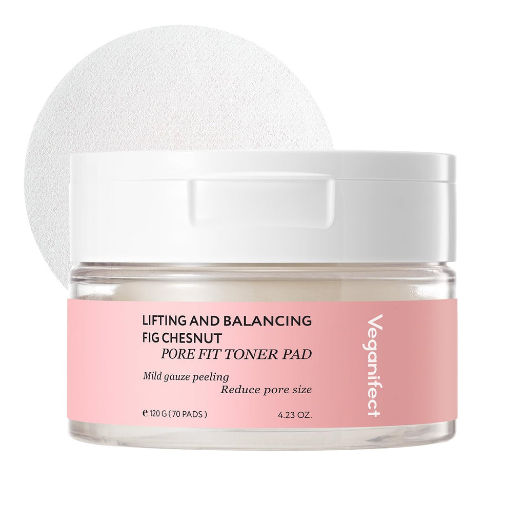 Veganifect Pore Refining Toner Pad for All Skin Types, Sebum Control, Tighten Pores, Korean Skin Care, Vegan (70 Pads)