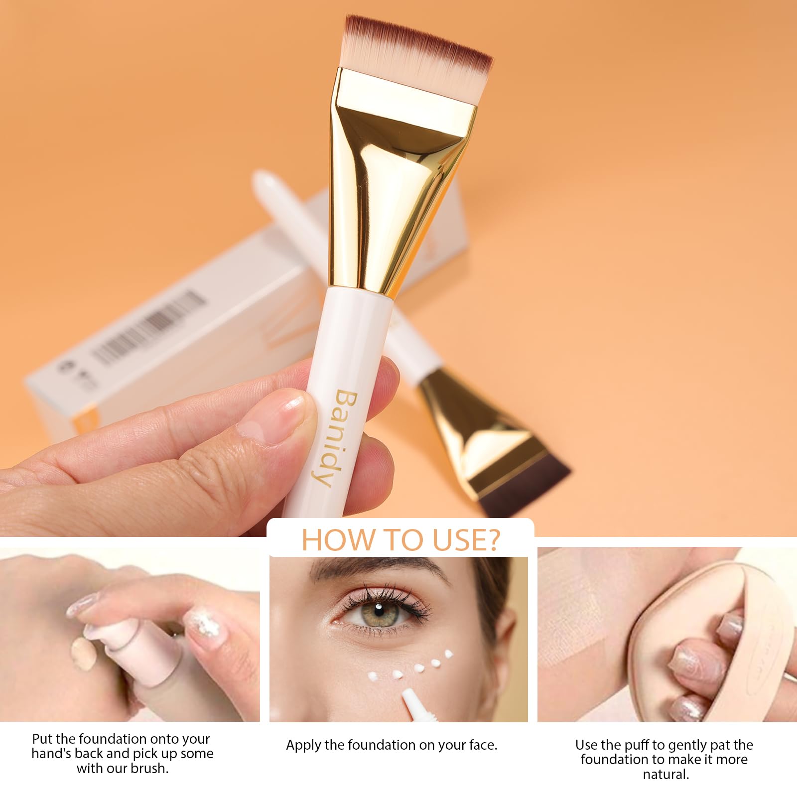 Flat Foundation Brush for Liquid Makeup, Spatula Makeup Brush, Premium Thin Face Makeup Brush for Cream Blending (2 PCS)