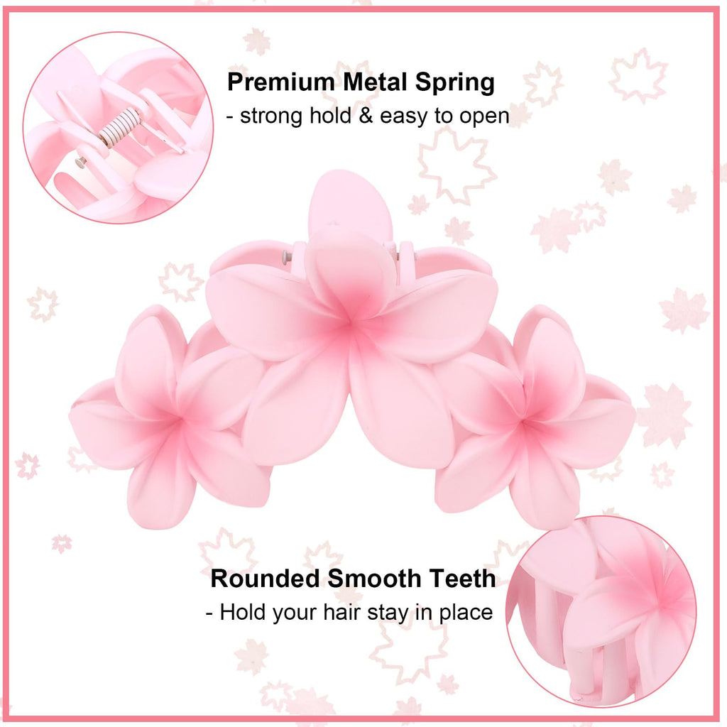Ondder 4 Pcs Big Flower Hair Clips for Women - Large Matte Claw Clips for Thick Hair, Non-Slip Strong Hold Jaw Clips - Hair Accessories for Women and Girls