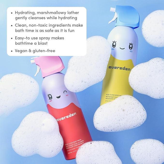 Evereden Kids Cloud Foam Body Wash, Dermatologist-Tested, Coconut Splash