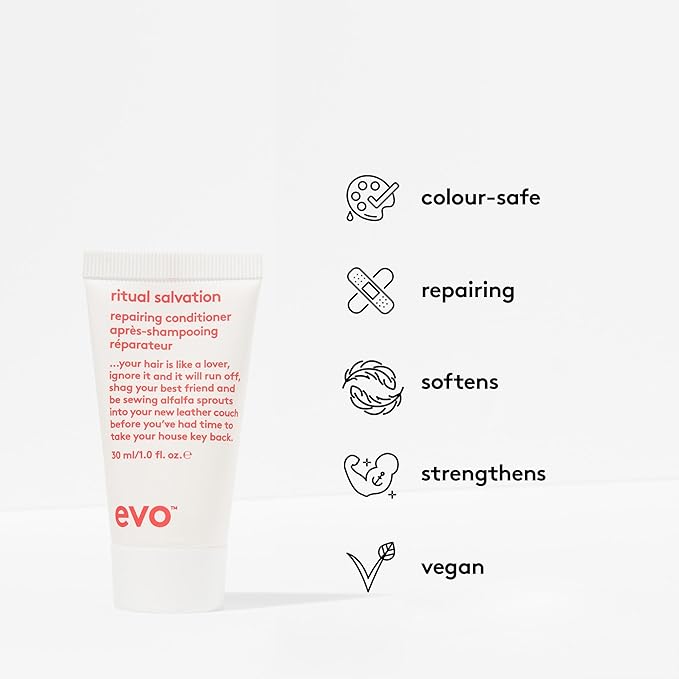 Evo Repairing Introduction Set - Hair Strengthening Shampoo, Conditioner & 2 Leave-In Protein Treatments for Damaged, Color-Treated Hair - Travel Size