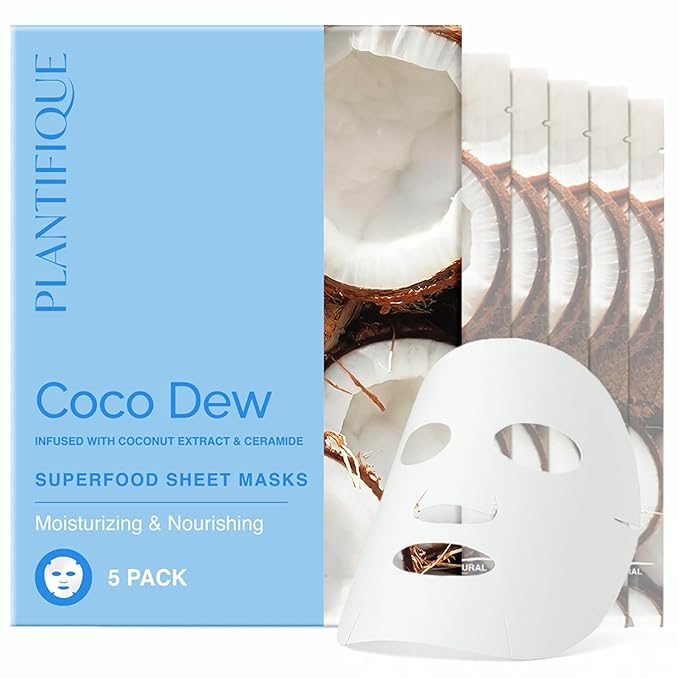 PLANTIFIQUE Korean Face Masks Skincare, 5 Pack - Moisturizing & Nourishing
