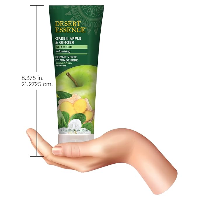 Desert Essence Green Apple and Ginger, Volumizing Shampoo, 8 oz