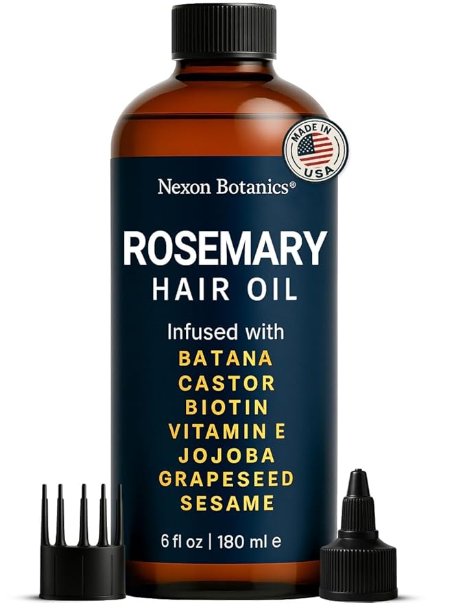 Batana Rosemary Oil for Hair Growth 6 fl oz - Lightweight Scalp Oil for Dry, Damaged Hair & Frizz Control - Aceite de Romero Para el Cabello - Nexon Botanics
