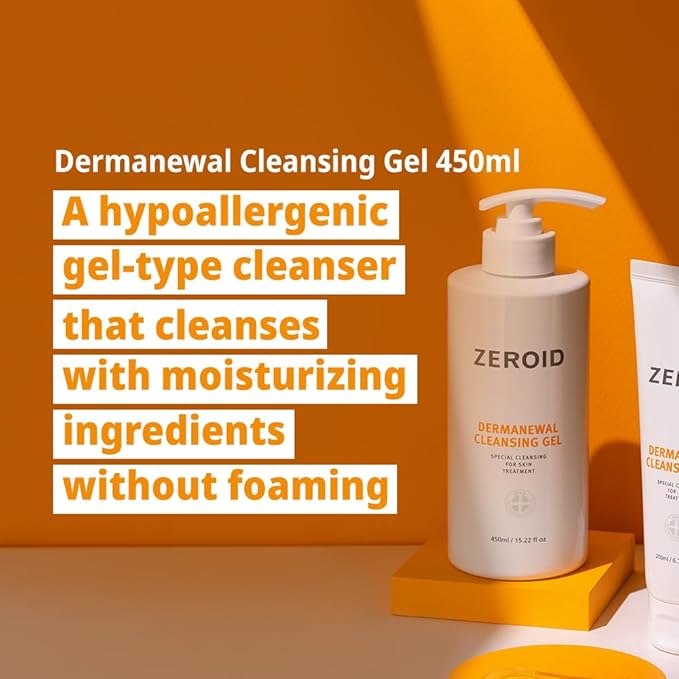 ZEROID Dermanewal Cleansing Gel, 15.2 fl oz (450ml)
