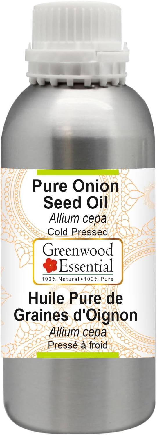 Greenwood Essential Onion Seed Oil (Allium cepa) | Cold Pressed | Natural | Undiluted | For Diluting Essential Oils | For Hair, Skin & Massage | Men & Women | 300ml (10 oz)