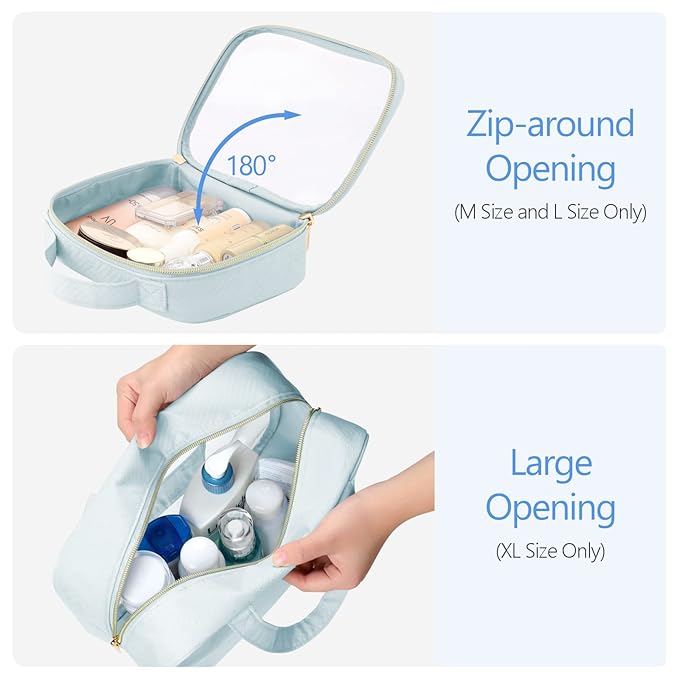 PACKISM Clear Makeup Bag Travel - TSA Approved Toiletry Bag, 3 Grayish Blue